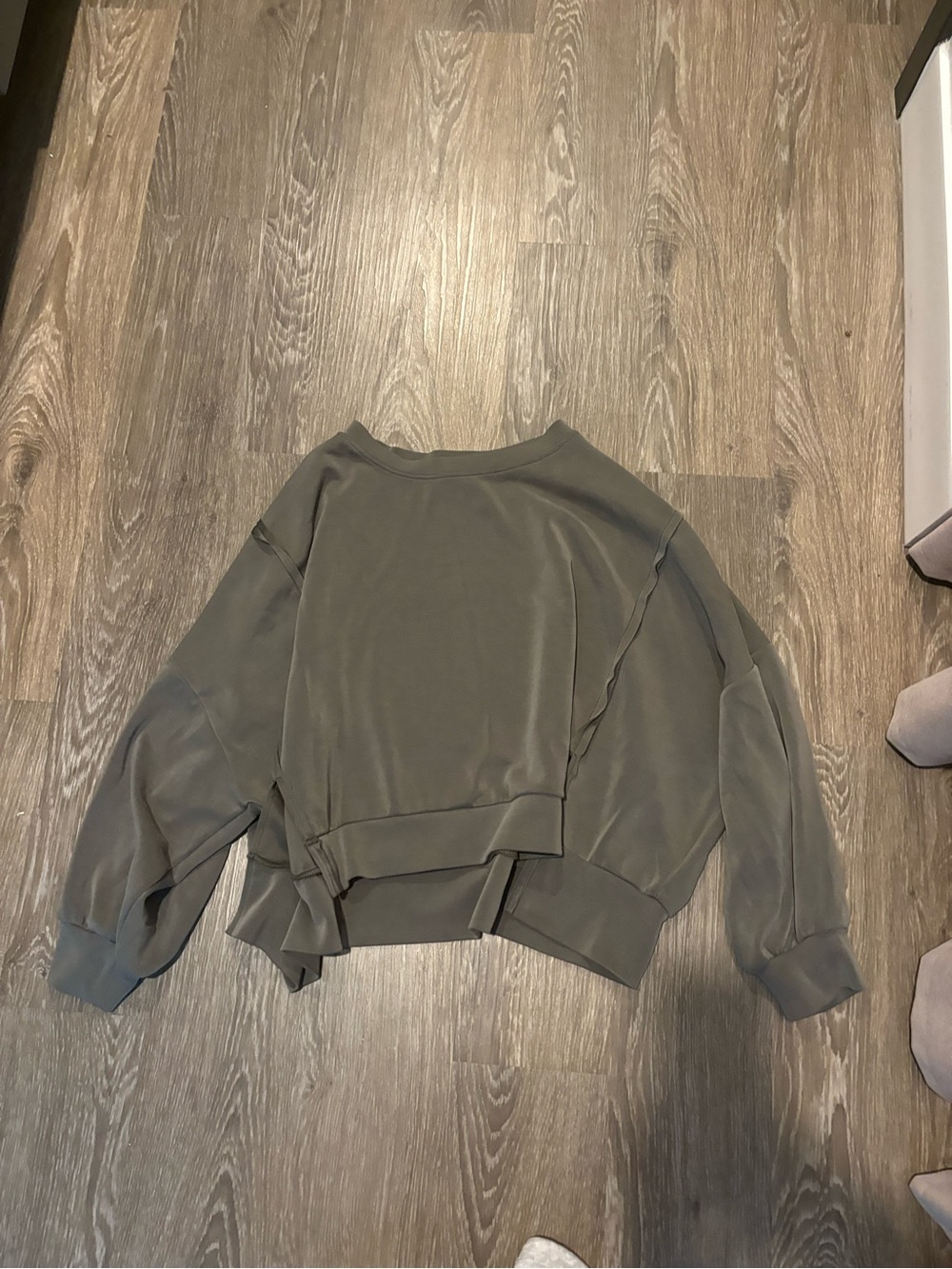 Olive Green Cropped Sweatshirt